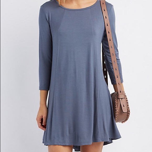Charlotte Russe Dresses & Skirts - Charlotte Russe Blue Quarter Sleeve T-Shirt Dress